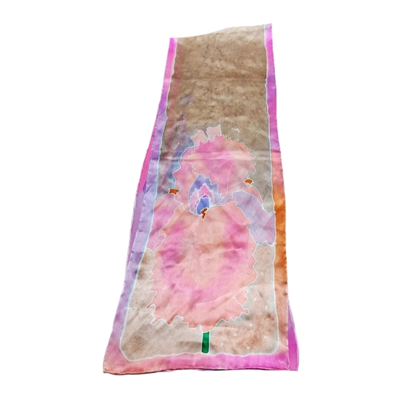 .Judy Anya Iris Designer ~ Silk Long Rectangular Scarf - Picture 3 of 5